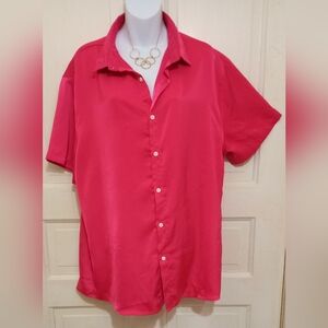 🛍️ BUNDLE ONLY 🛍️SHEIN Red Satin Elegant Blouse with Short Sleeves